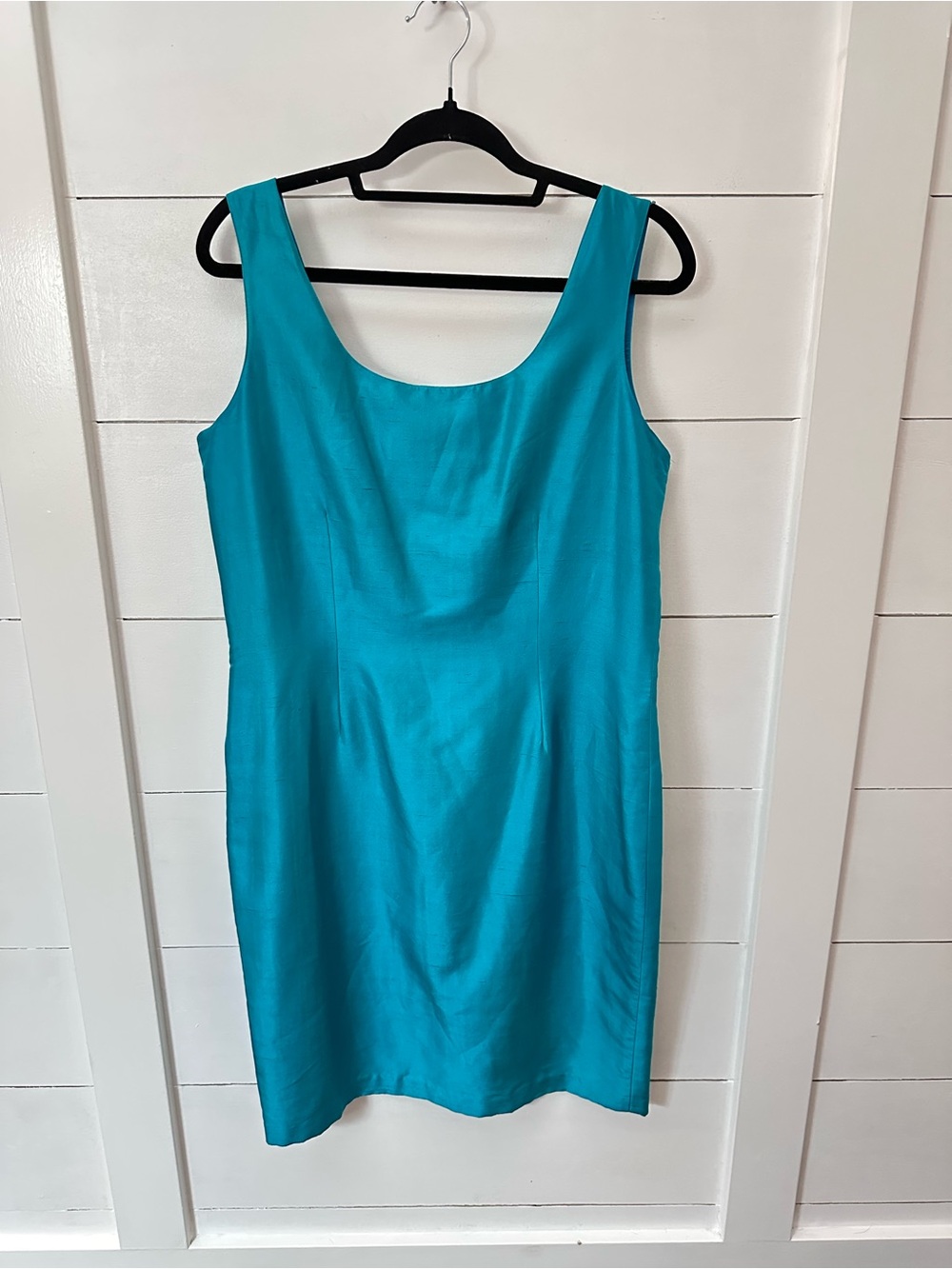 VTG Casual Corner 12 blue satin silk sleeveless classic old money shift dress